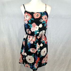 Black floral strappy back sundress size large